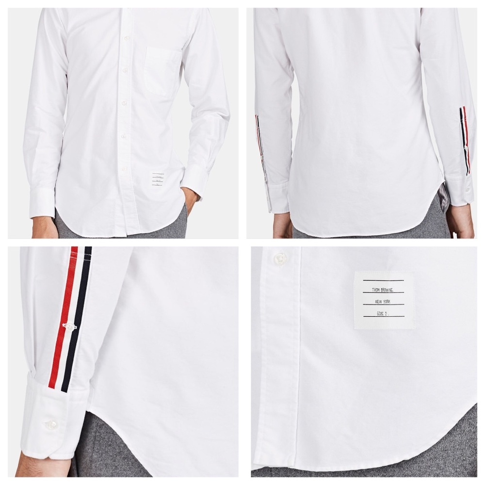 Thom Browne Tricolor-Cuff Cotton Cloth Shirt